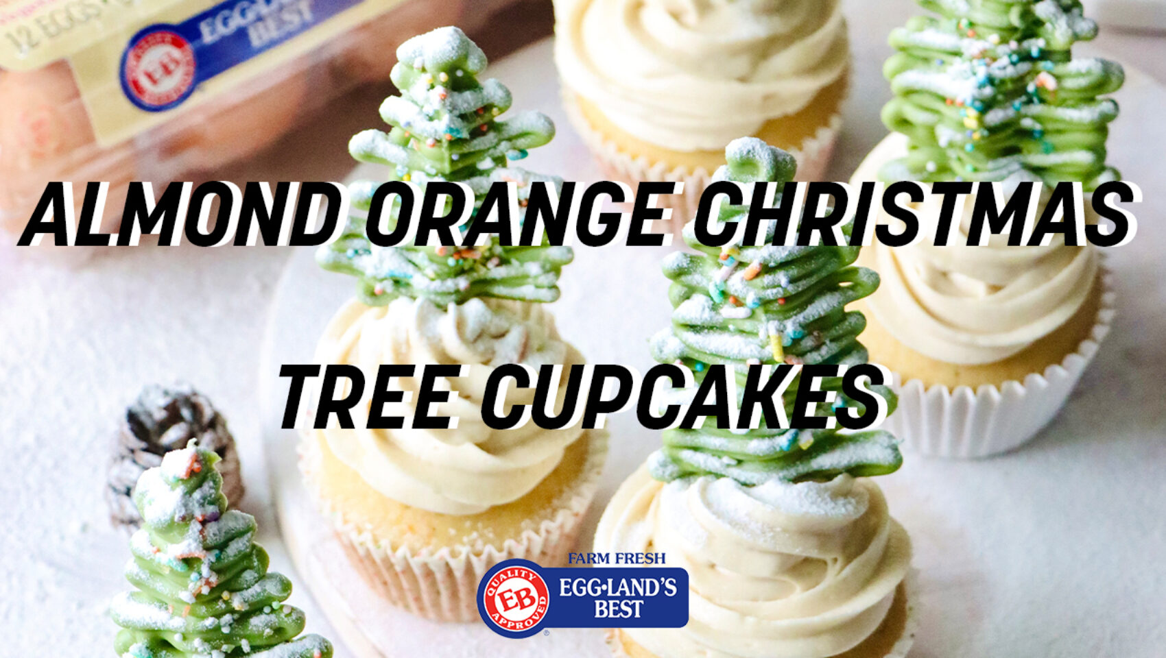 Almond Orange Christmas Tree Cupcakes
