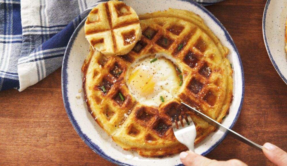 Photo of Savory Parm Waffle Egg In A Hole
