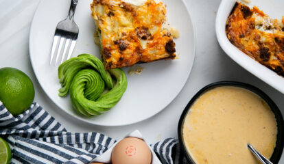 Chorizo Breakfast Casserole with Chipotle-Lime Hollandaise