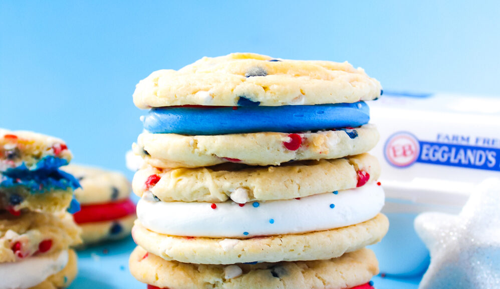 Photo of Patriotic Swirl Cookie Sandwiches